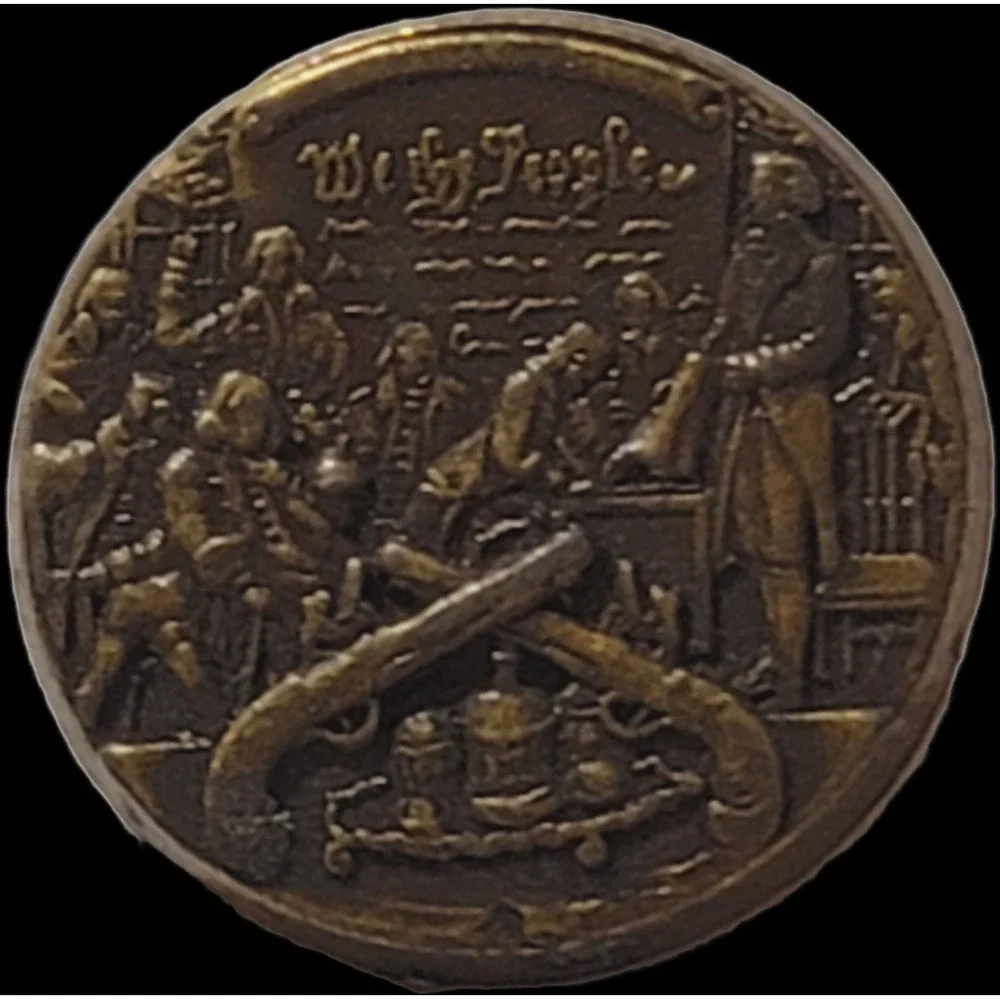 Vintage NRA We The People Constitution Signing Brass Tone Lapel Tie Pin Tack